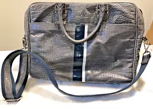 JACK RUSSELL MALLETIER PARIS Briefcase Laptop Crossbody Bag Gray Faux Alligator - Picture 1 of 10
