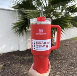 NEU Stanley Target Red Valentine Herz 💖 40 Unzen Löscher H2.0 Becher Flowstate - Bild 1 von 3