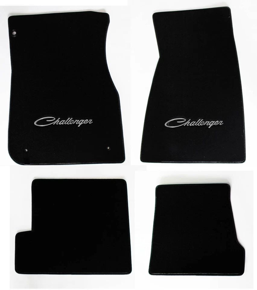 ¡NUEVO! Alfombrillas Dodge Challenger 1970-1974 negras logotipo bordado elige color Foto 1 de 4