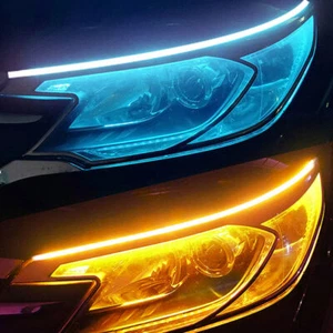 Ice Blue&Amber Car Daytime Running Light LED Strip Turn Signal Lamp Accessories - Imagen 1 de 17