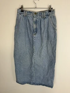 VTG Vivaldi Jeanswear Long Denim Maxi Jean Skirt Western Modest USA Made 28" - Picture 1 of 9