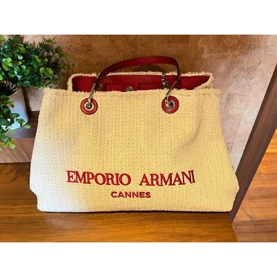 Emporio Armani MYEA Bolso Grande Shopper Bolso de Hombro Cannes LTD Blanco Rojo NUEVO Foto 1 de 4