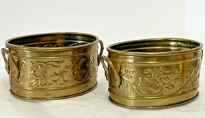 VINTAGE BRASS HOSLEY PLANTERS LACQUERED STAMPED BRASS OVAL STORAGE - Picture 1 of 17