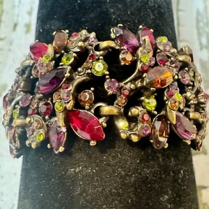 Pulsera Ben Amun China Multi Piedra Latón Placa Cristal Esmalte Floral 8 Pulgadas - Imagen 1 de 8
