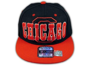 Chicago Snapback Black Red Baseball Adjustable Hat Cap Flat Bill - Picture 1 of 4