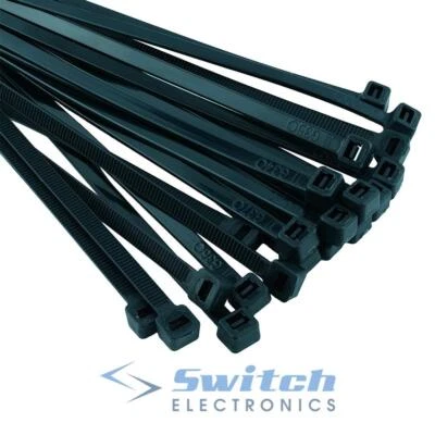 Black Nylon Cable Ties Zip Ties Wraps - Various Sizes - Packs of 100 - Image 1 of 2