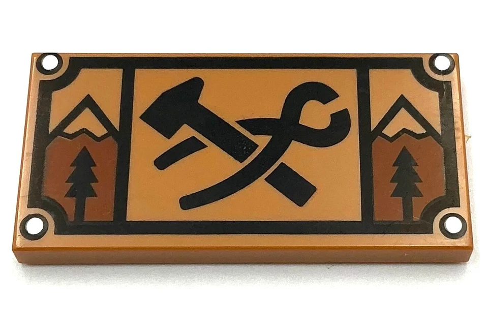 Lego New Medium Nougat Tiles 2 x 4 Black Blacksmith's Hammer and Tongs Part - Image 1 of 1