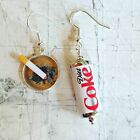 Handmade DIET COKE CAN & CIGARETTE EARRINGS MINIATURE fab COCA COLA fags CIGGY