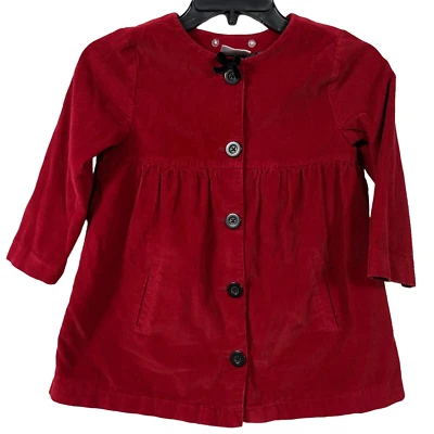 Casaco Hanna Andersson meninas 110 cm EUA 5 veludo borgonha bolsos frontais - Imagem 1 de 4
