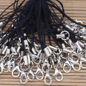 Bulk Lot 100PCS Black Rope Hook For Key Chain Phone Bag Chain DIY 2.95" Long