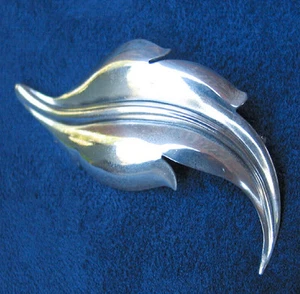 Vintage Danecraft Sterling Silver Large Leaf Pin Brooch - Picture 1 of 4