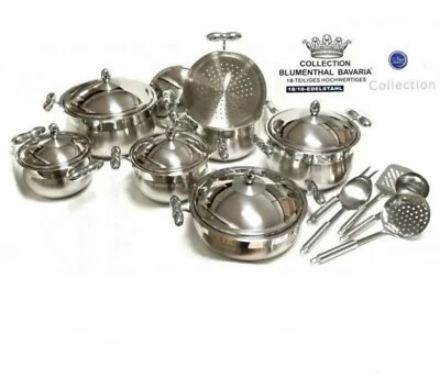 Batteria Pentole 18 Pz. Bavaria Collection Elegance Acciaio Inox 18/10 Induzione - Immagine 1 di 4