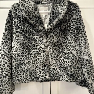NWT Janie And Jack Girls Leopard Faux Fur Coat Size 14 To 16 - Picture 1 of 9