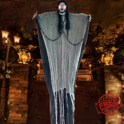 70" Halloween Casa Embrujada Fantasma Colgante LED y Sonido Interior/Exterior Decoración del Hogar Foto 1 de 4