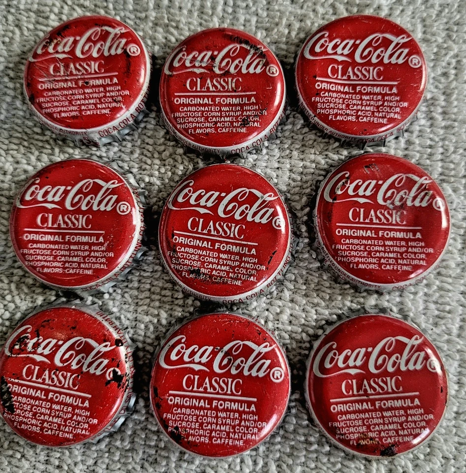 9 Tapas de Botella Rojas Coca-Cola Clásicas Vintage Años 80 Para Artesanía Coca-Cola Icónica Soda Foto 1 de 1