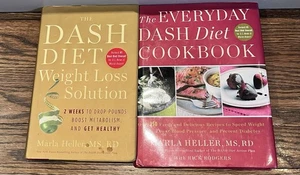 Lot of 2 Dash Diet Cookbooks Weight Loss Solution Recipes Marla Heller - Picture 1 of 4