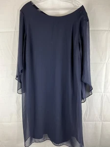 Vestido midi DB DRESS azul marino de gasa superpuesta manga acampanada talla 20 usado - Imagen 1 de 5