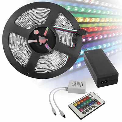 5M LED Strip Lights RGB Colour Changing Tape Lighting IP54 Rated inc Remote - Image 1 of 4