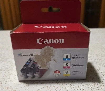 Canon CLI-8 ChromaLife 100 paquete de 3 amarillo cian magenta nuevo en caja sellada  Foto 1 de 3