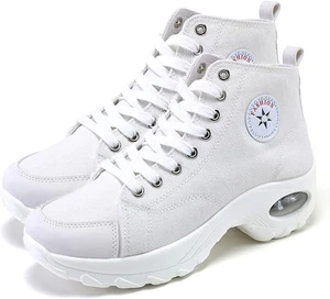 MAUGELY Women's High Top Casual Sneakers with Elevated Sole in Canvas, 8.5W 6.5M - Picture 1 of 4