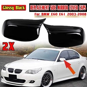 Par de tapas de espejos retrovisores laterales M Sport negro brillante para BMW E60 E61 2003 2004-2008 - Imagen 1 de 13