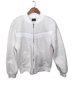 Chaqueta Sherpa Zyia Active Flying V Cremallera Universitaria Blanco Crema Polar Bombardero Mediana - Imagen 1 de 8