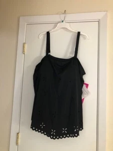 NEW ~ FIT 4 UR HIPS ~ Tankini (TOP ONLY) Black 26W 3x 4x Built in Bra - Bild 1 von 1