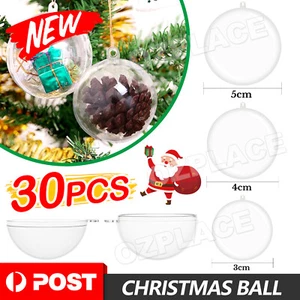 30pcs Christmas Ball Fillable Baubles Clear Ball Xmas Tree Ornament Bulk Decor A - Picture 1 of 9