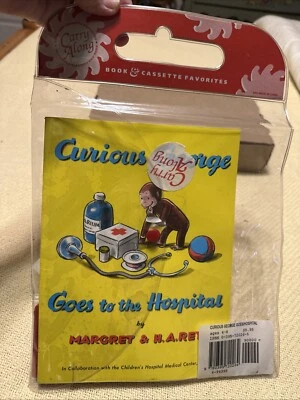 Винтажная детская книга и кассета для переноски ЛЮБОПЫТНЫЙ ДЖОРДЖ И ПИЦЦА НОВАЯ - Изображение 1 из 4