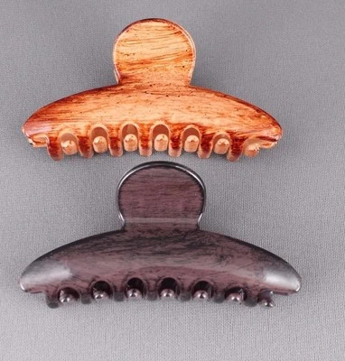 set 2 hair clips plastic barrette jaw claw clamp butterfly clip Copper Dk Brown - Image 1 of 4