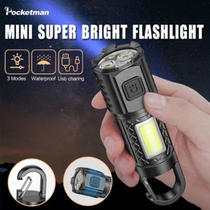 Torcia ad alto lumen con luce laterale COB gancio USB lanterna torcia ricaricabile - Foto 1 di 7