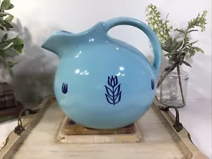 Vintage 1950’s Cronin Pottery Blue Tulip Ball Style Pitcher~Gorgeous~ 8” x 7” - Picture 1 of 17