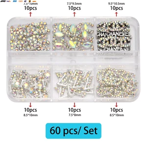 30/60Pcs/Set 3D Luxury Metal Nail Art Decorations Alloy Shiny Rhinestones Pearl - Picture 1 of 12