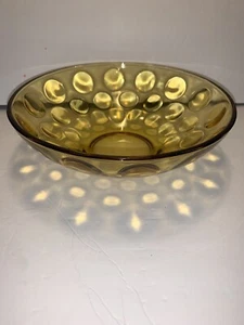 Vintage Amber Glass Bowl Raised Circles Inside - Picture 1 of 9