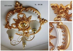 HUGE 85CM LARGE Ceiling Rose Beautiful GOLD Ornate Home Decor Medallion CR7G-XL - Picture 1 of 11