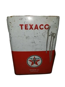 Lata de aceite publicitaria Texaco original de un galón ~ tienda de campo  - Imagen 1 de 7