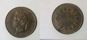 Rare ND(ca 1840) France Essai 5 Centimes Barre - Picture 1 of 1
