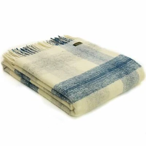 TEXTILES DE TWEEDMILL 100% Lana Pura Sofá Cama Manta PRADO CHEQUE TINTA AZUL LANZAMIENTO - Imagen 1 de 12