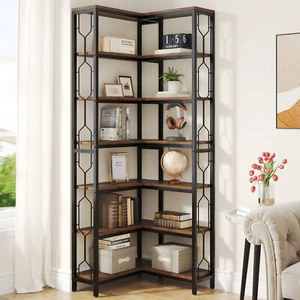 Tribesigns Corner Shelf, 7-Tier Industrial Corner Bookshelf, Etagere Bookcase - Picture 1 of 10