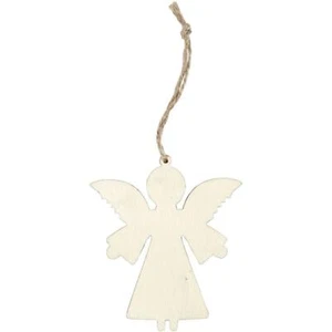 4 x Plywood Ornaments With String Hanging Decoration Crafts 7x8x0.5 cm - Angel - Picture 1 of 2