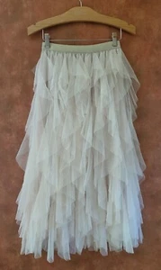Vintage Sheer Tier Layer Skirt Flowy Fairy Carrie Bradshaw S Pink Nude Marilyn  - Picture 1 of 7