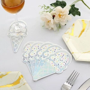 20 Iridescent 12x6" Ice Cream Paper Beverage COCKTAIL NAPKINS Party Supplies - Picture 1 of 9