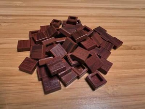 Custom Printed LEGO Tiles 1 x 1 - Reddish brown - Wood design (50pcs) - Picture 1 of 1