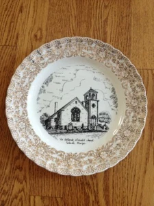 Vtg Collector Plate Belleville Methodist Church Michigan 1840-1951 Gold Floral B - Picture 1 of 7