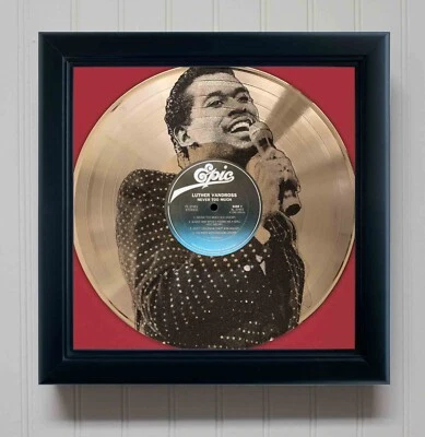 Luther Vandross Never Too Much Gold Record Etched LP Shadowbox Display - Image 1 of 4