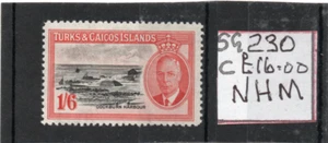 Turks & Caicos GV1 1950 1s.6d. black & scarlet sg 230 NHM/UM - Picture 1 of 2