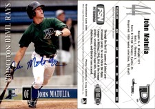 John Matulia Signed 2005 Grandstand Princeton Devil Rays #NNO Card Auto