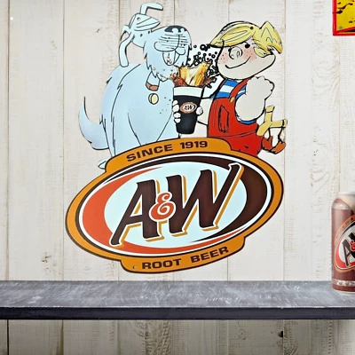 Металлическая вывеска A&W A&W Rootbeer Root Beer винтажный стиль мужской пещерный бар 16 дюймов x 13 дюймов - Изображение 1 из 4