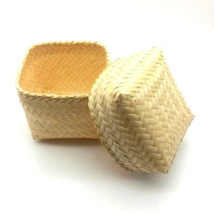 Thai Handgewebter Klebreis Servierkorb KRATIB Handarbeit Natur Bambus Holz - Bild 1 von 11