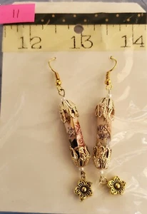 Earrings Pierced Dangle Handmade 'Paper Beads' Approx 3-4 Inches - Picture 1 of 1